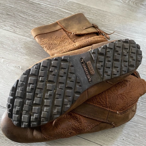 Merrell Haven Pull On Boots Slouchy Boho Bohemian Leather Suede Oak Brown - Picture 8 of 9